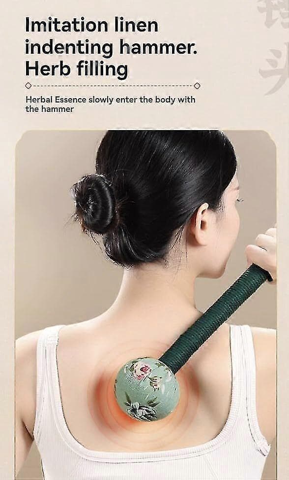 Manuell kroppslymfmassagehammare, malörtmassagehammare, lymfhammare-Yvan_Billiga presenter 26cm green