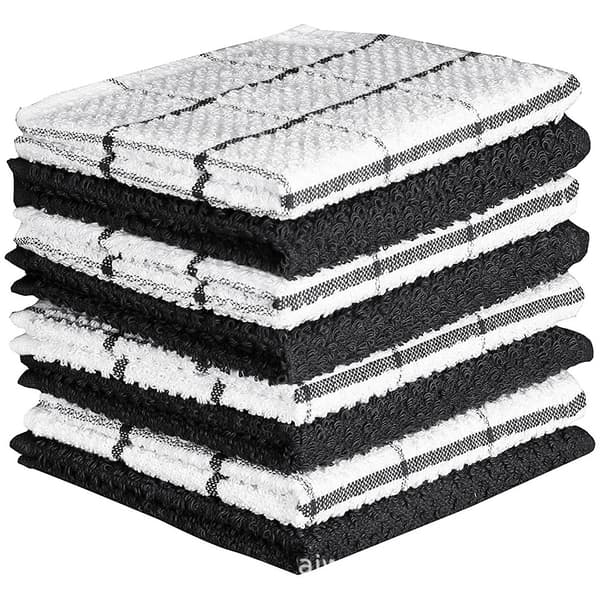 6-pak vinduesternede karklude, 30x30 cm, hvid/sort stribet