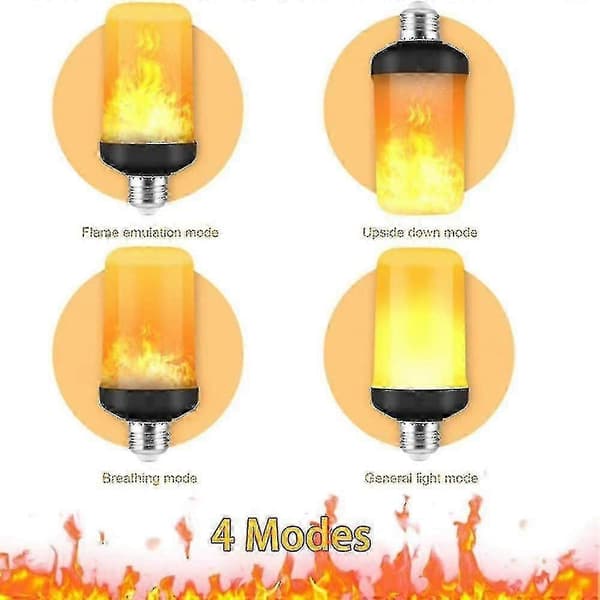 Høykvalitets LED Flammepære, 4 Moduser Flimrende Lyspærer, E26/e27 Base Flammepære, Jul 4Pcs