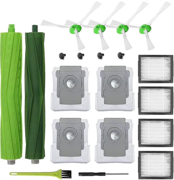 Reservedele til Irobot Roomba I7 I7+ I3 I3+ I4 I4+ I6 I6+ I8 I8+ J7 J7+/plus E5 E6 E7 Støvsuger, tilbehørssæt inkluderer 1 sæt rullebørste