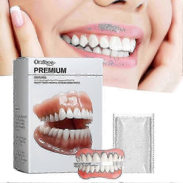 Premium Denture Kit, Advanced Silicone Reline Denture Kit Cosmetic Tooth Veneers for Perfect Smile (2 Pcs)