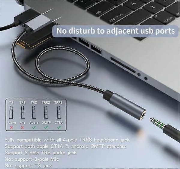 USB till 3,5 mm (hona) ljudadapter