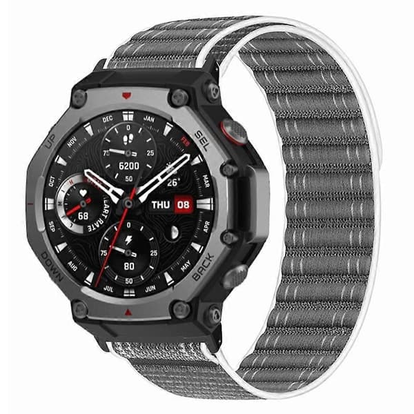 Nylon urrem med PC-stik til Huami Amazfit T-Rex 3, justerbart armbånd - Billige gaver Grey Multicolor