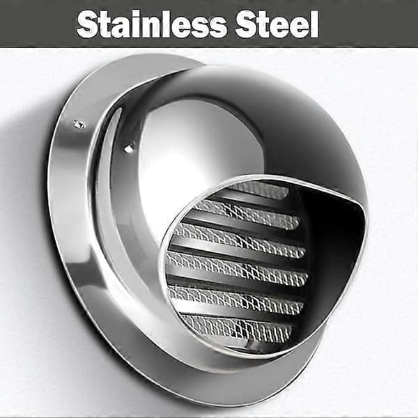Ventilationsrist - Vægventilationshætte - Rustfrit stål - Rund - Ø 117 mm - Lamelrist - sølv - til 117 mm rør