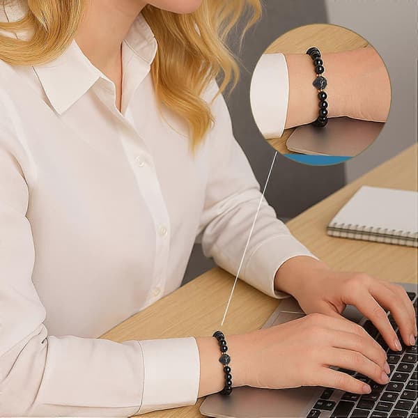 Obsidian sort turmalin armbånd lille elegant helende krystalarmbånd 6mm runde sorte perlearmbånd til kvinder