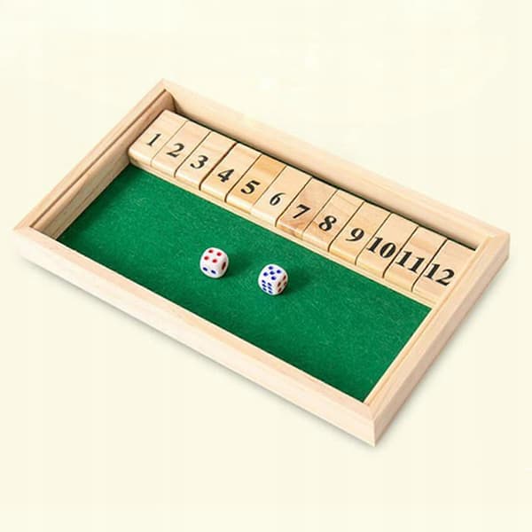 Shut The Box Træbræt Terningespil Med 12 Tal Bordplade Traditionel_Specialtilbud