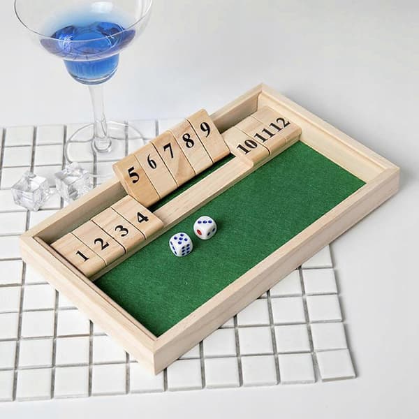 Shut The Box Træbræt Terningespil Med 12 Tal Bordplade Traditionel_Specialtilbud