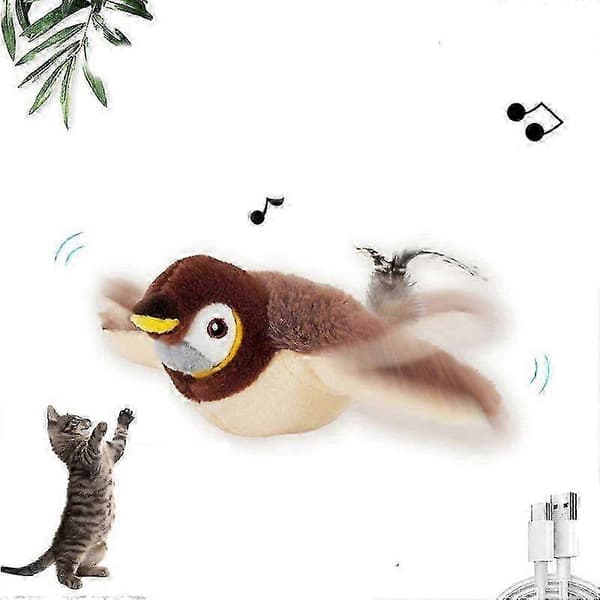 Flying Bird Cat Plush Toy, Interactive Chirping Bird Cat Toy Flapping Wings, Flapping Bird Cat Toy