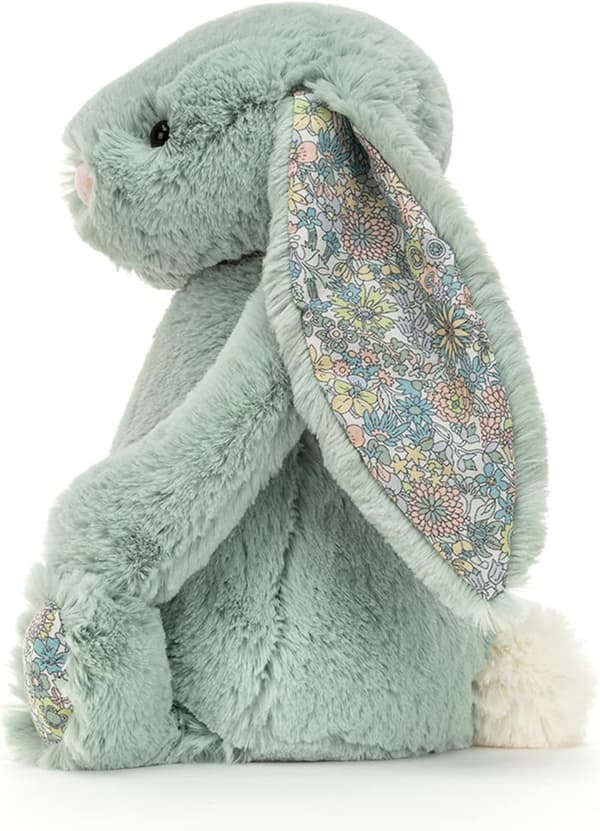 Jellycat Grøn Blomstret Kanin Flad Legetøj, mellemstørrelse, 36cm
