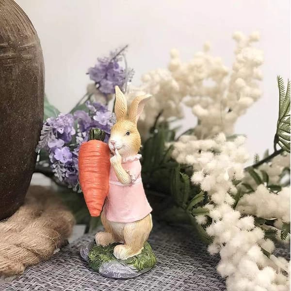Påskehare Dekoration, Forår Hjemmeindretning Hare Figurer (Påske Brun Hare 2 Stykker)