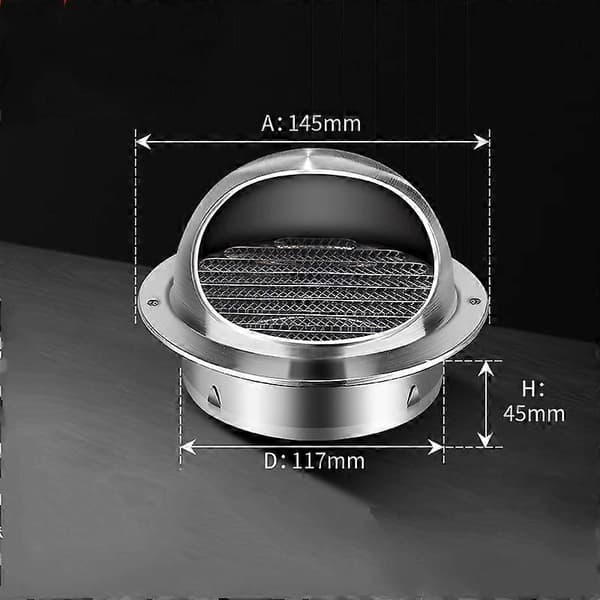Ventilationsrist - Vægventilationshætte - Rustfrit stål - Rund - Ø 117 mm - Lamelrist - sølv - til 117 mm rør