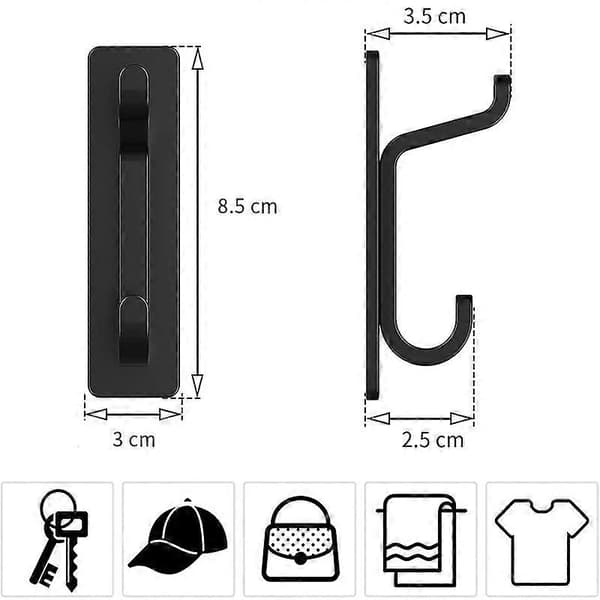 Seinäkoukku - 4 kpl - Pyyhekoukku - Kylpyhuonekoukku - Ripustuskoukut - Vaatekoukku - Musta - Ruostumaton teräs - 8,5*3*3,5 CM - Olohuoneeseen