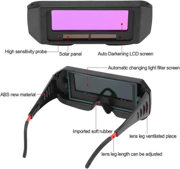 Welding Goggles, Solar Automatic Darkening Welding Mask Automatic Eye Protection Glasses Safety Lenses