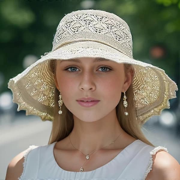 Høj kvalitet Vaskbar Åndbar Foldbar Hat, Dame Mode Hul Solhat Stor Skygge Strandhat grey