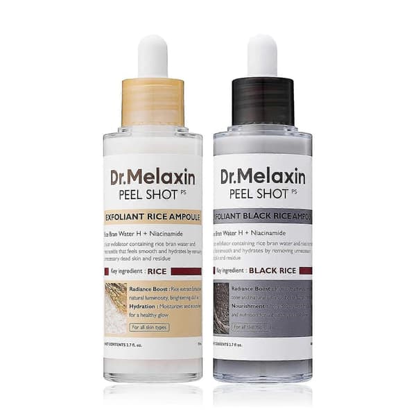 Højkvalitets 2 STK Peel Shot Glow Ris Ampul, Hvid ris ampul + Sort ris ampul Blød Eksfolierende Ansigts- og Kropsscrub Døde Hudceller 1pc rice