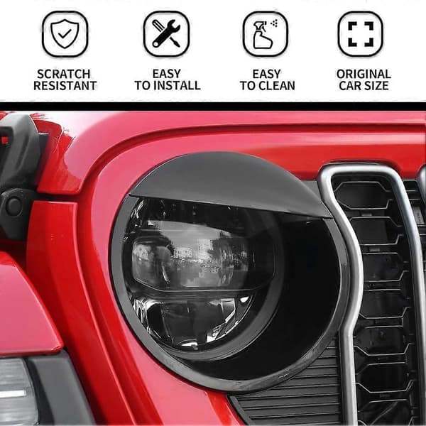 Frontlysrammer \"Angry Bird\"-stil frontlysdeksel for Jeep Wrangler JL & 4XE 2024 Tilbehør Svart
