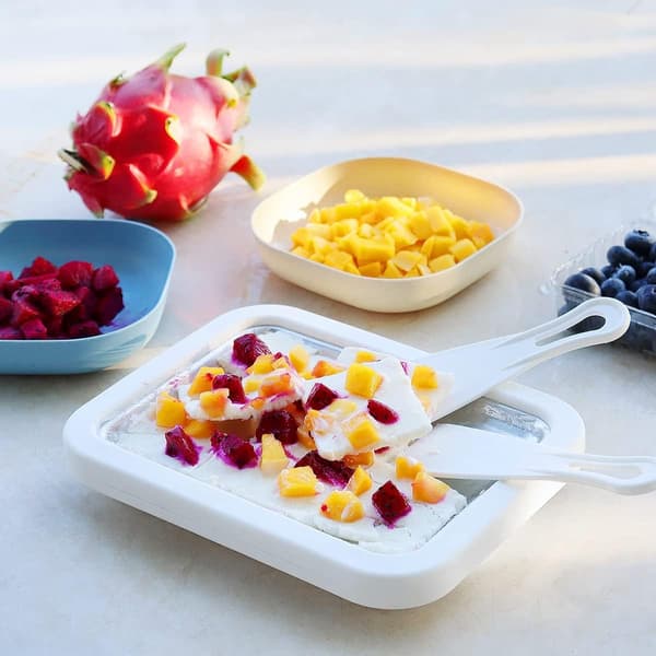 Instant Ice Cream Maker Ice Roll Plate Rolled Ice Cream Machine with 2 Spatulas Rolled Ice Plate for Making Ice Cream Gelato Fruit Milkshake