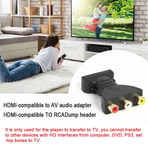 HDMI Han til 3 RCA Hun Komposit AV Audio Video Præcis ღ