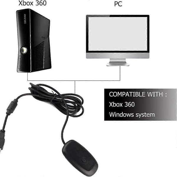 Kompatibel med XBOX360-kontrollermottaker trådløs kontroller til PC-adapter Trådløs spillmottaker for Windows - svart -