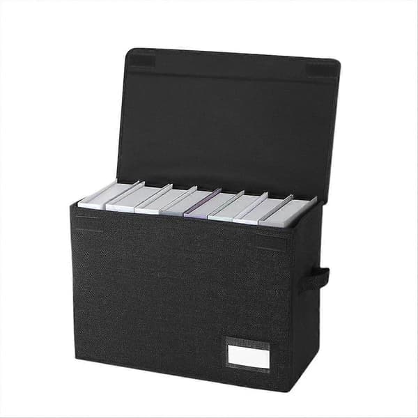 Comic Book Storage Boxes, Foldable Comic Book Box with Lid, Book Box for [YJD] Black