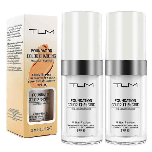 2 stk. Tlm Farveændrende Foundation til Aldrende Hud, Flydende Makeupbase Nøgen Ansigtsdækning Concealercreme_max M_Billige gaver m M
