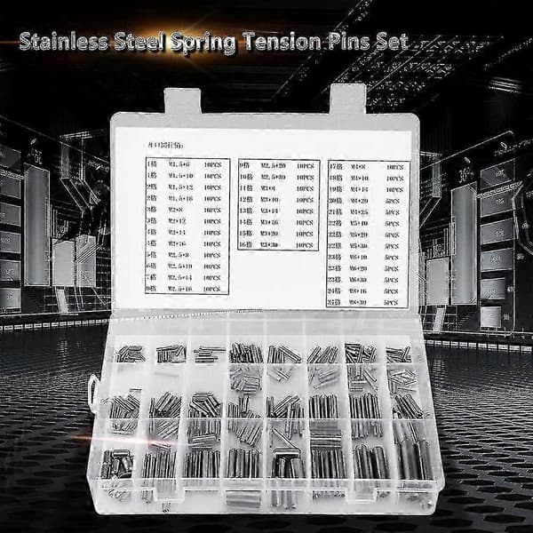 280 stk. rustfrit stål fjedersplit spænding elastiske cylindriske splitbolte sæt M1.5 M2 M2.5 M6 M8 Do Silver
