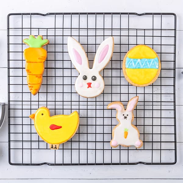 Påskebageforme - Rustfrit stål med kanin-, gulerods-, ande-, æg- og kløverformer til feriebagning Easter Cookie Cutters