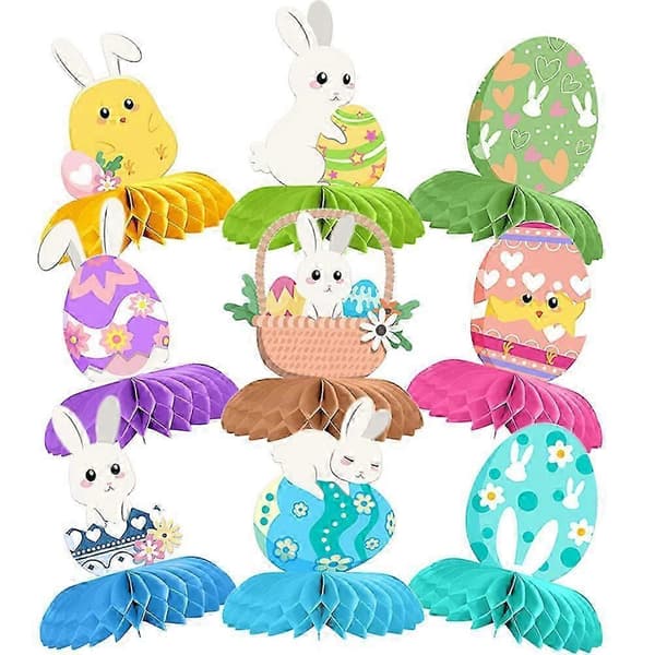 9 Pcs Easter Bunny Egg Honeycomb Centerpieces Decoration Easter Party Supplies Easter Decorations