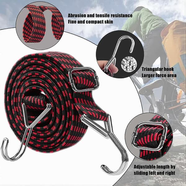 Elastiska kraftiga spännband 4-pack 2m platta bagageremmar för cykelhållare och takräcken