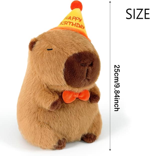 Fødselsdagshat Capybara Plyslegetøj, 25 cm Sød Blød Capybara Dukke