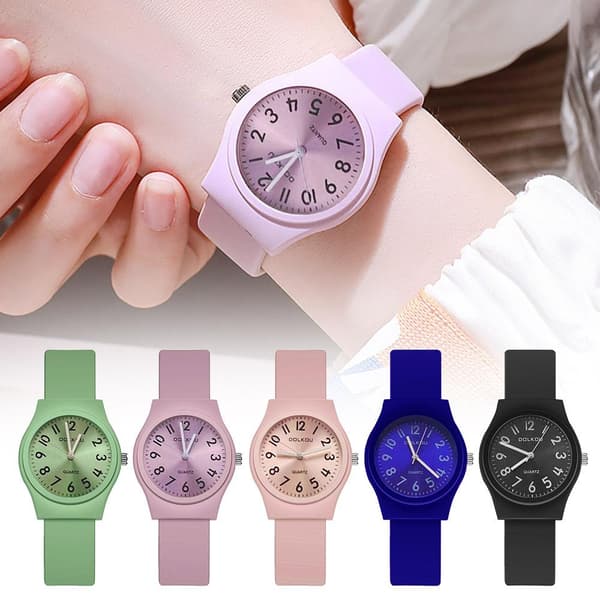 Silikonikumi hyytelövärit rannekello sateenkaarikello lapset uusi E7 Pink One size