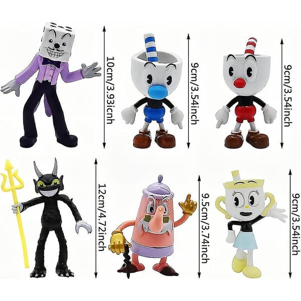 6 stk Cuphead figurer leker samleobjekter modell minifigurer hyllepynt borddekorasjon gave til fans barn_Super Gift