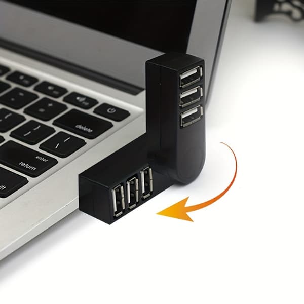 Miniadapter med 3 porte til USB-hub-splitter, designet til bærbare computere og tilbyder høj kvalitet Black