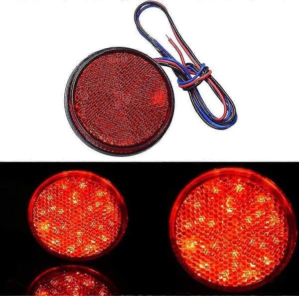 LED trailerlys, 2 stk. baglygte LED-lys Bremselys Rund Reflektor 12V LED Markeringslys (rød, 2 stk.) H