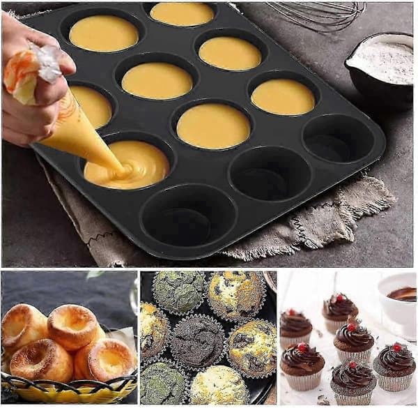 Muffinsform i silikon, 33 x 25 cm muffinsplåt, bakform för muffins och cupcakes