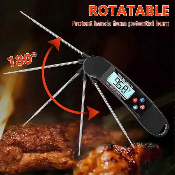 egnet til blinde digitalt talende kødtermometer vandtæt design til grilling_Kvalitetsgåvor Black