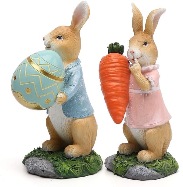 Påskehare Dekoration, Forår Hjemmeindretning Hare Figurer (Påske Brun Hare 2 Stykker)