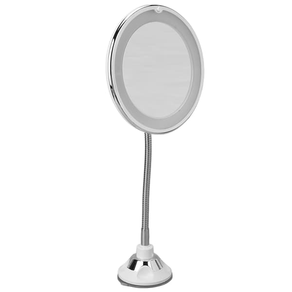 Magnifying Mirror 10X Magnification LED Fill Light Suction Cup Adjustable Gooseneck Makeup Mirror for Home Office
