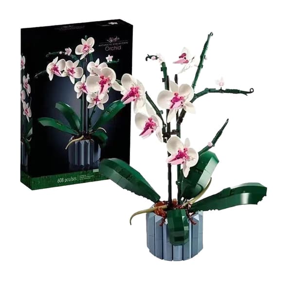 Orkidé byggeklosser, evig blomsterbukett, stjernehimmel, roseblomster, barnemontering, sommerfuglorkidéleker Aomei Bone