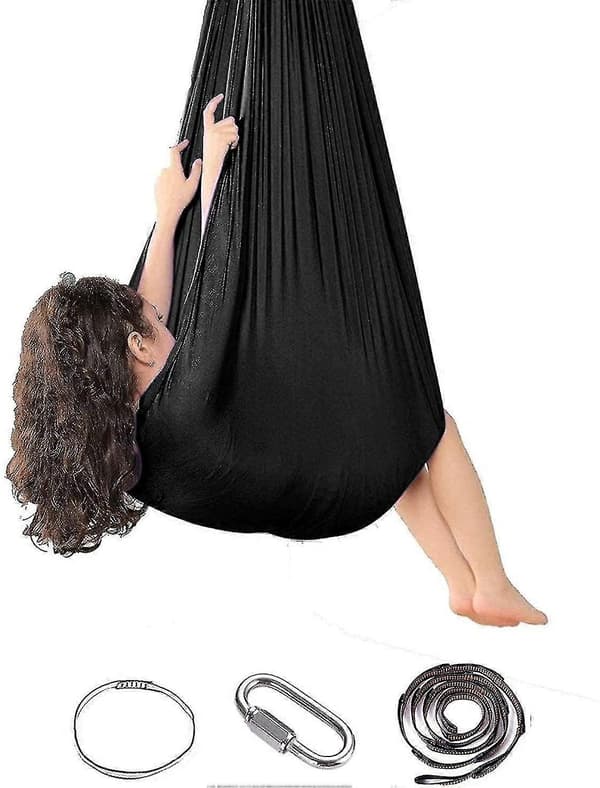 Inomhus Terapi Gunga för Barn med Mjuk Gungdesign_Kvalitetsgåva 150*280CM Black