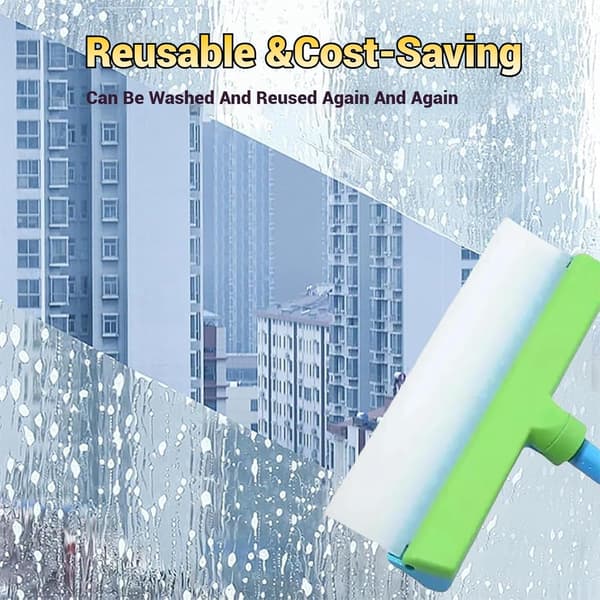 Recyclable Silicone Window Squeegee - Window Cleaner, Ergonomic Handle and Streak-Free Blade for Windows, Mirrors, Shower Doors, Glass