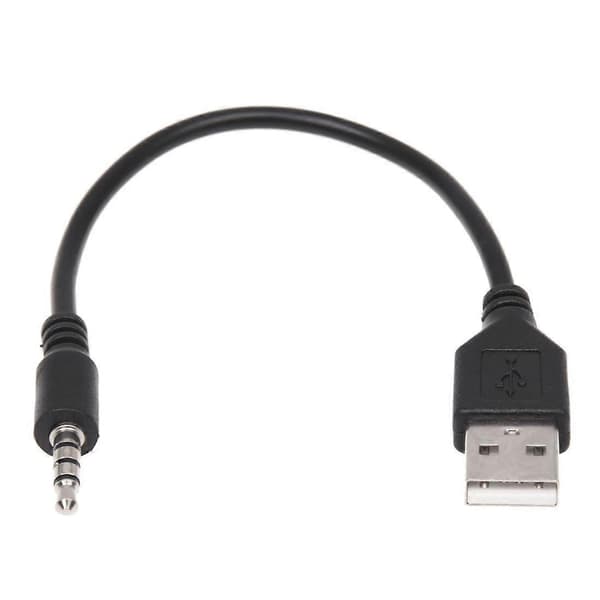 3,5 mm stik AUX lydstik til USB 2.0 han opladerkabel adapterledning til bil MP3 Black