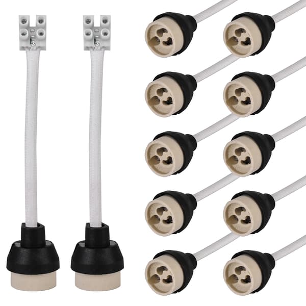 GU10 Ceramic Sockets: 15CM/10MM High Quality Silicone Cable GU10 Socket, GU10 Connector Lamp for GU10 Bulb 0-250V, 3A Ceramic GU10 Sockets-12pcs