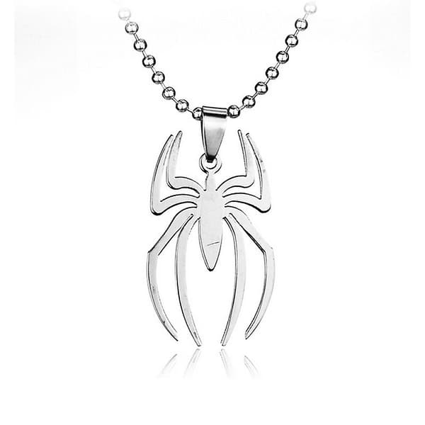 Högkvalitativ Marvel Superhjältar Rostfritt Stål Spider Silver Mode Hängsmycke Halsband 1 Pcs Silver