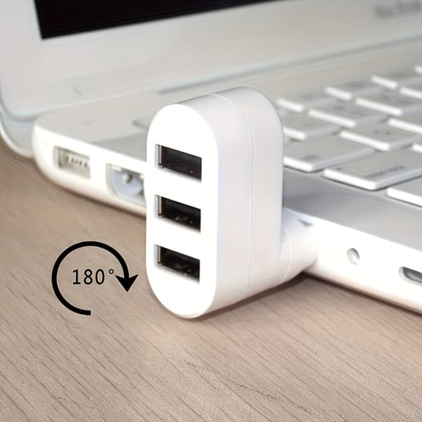 Miniadapter med 3 porte til USB-hub-splitter, designet til bærbare computere og tilbyder høj kvalitet White