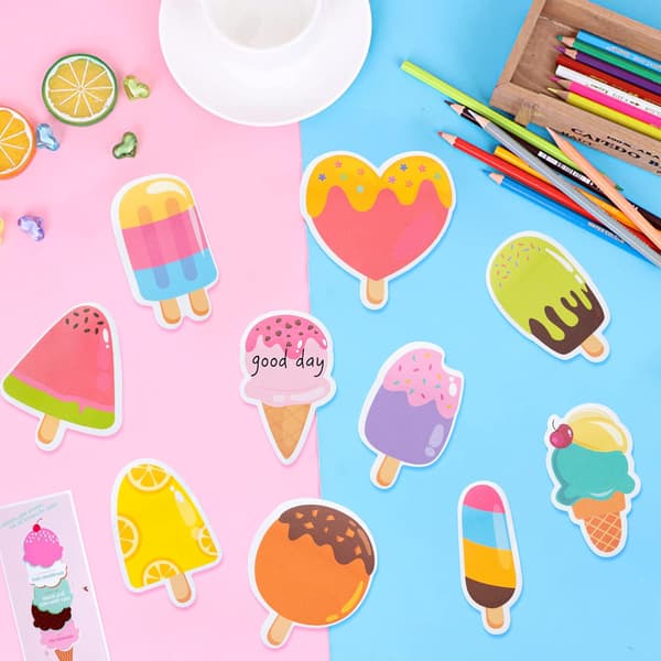 Post-it Notes - Memo Paper - Notes - 30 Ice Cream Themed Post-it Notes - Self-Adhesive Memo Sheets - Perfect for Office, School, and Party Bags