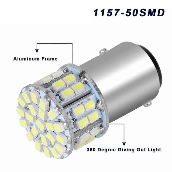 4 stk. 6000k Hvit 1157 50smd Bakbrems LED Lyspære Bay15d 12v Silver