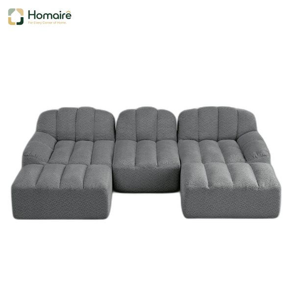 HOMAIRE 3-sits U-format modulsoffa med 2 ottomaner, grå Grå 288 x 165 x 79 cm