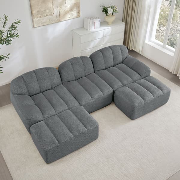 HOMAIRE 3-sits U-format modulsoffa med 2 ottomaner, grå Grå 288 x 165 x 79 cm