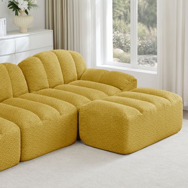 HOMAIRE 4-sits U-format modulsoffa med 2 ottomaner, gul Gul 366 x 165 x 79 cm